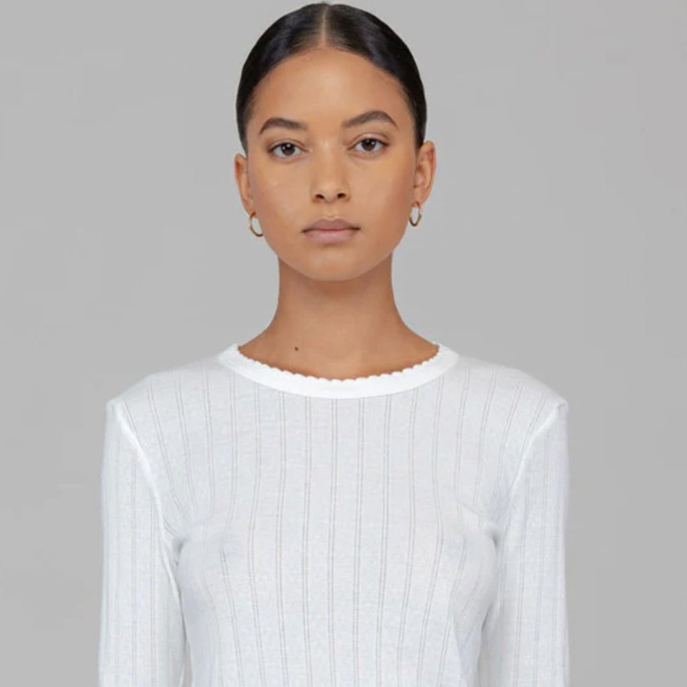 nwot leset pointelle longsleeve slim fit top